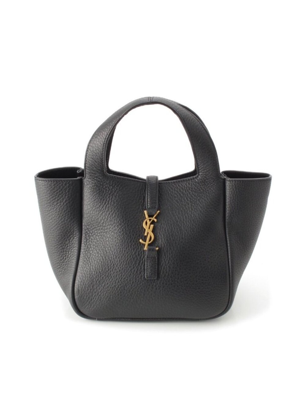 Saint Laurent Le 5 A 7 Bea Baby Bear Gray Leather 2-Way Handbag Black